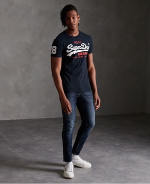 Superdry Vintage Logo Tri Férfi Pólók Sötétkék | YAOGE8421